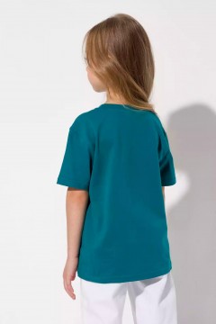 Зелёная футболка для девочки с карманом 11147AW23 Vulpes Familiy(фото3)
