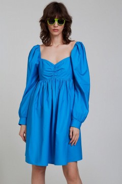 Тёмно-голубое платье с объёмными рукавами 1.1.1.22.01.44.06384/174433 Incity