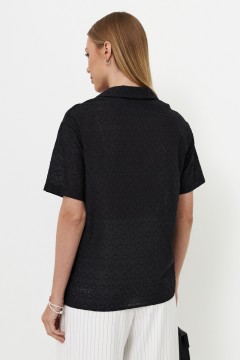 Чёрная рубашка с короткими рукавами Lona(фото4)