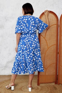 Летнее синее платье миди с воланом Aquarel(фото4)