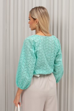 Блузка мятного цвета из хлопка Сиена №2 Valentina(фото4)
