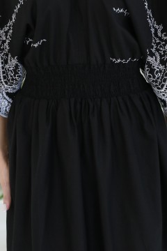 Платье чёрное с контрастной вышивкой Wisell(фото4)
