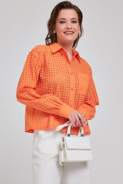 Рубашка укороченная оранжевая из шитья Priz