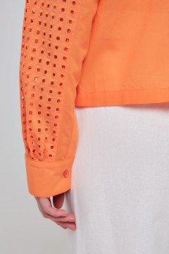 Рубашка укороченная оранжевая из шитья Priz(фото4)
